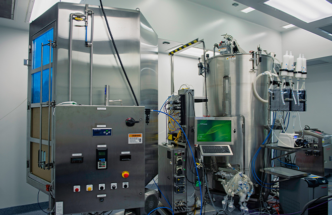 A 2000L Mammalian Biologics single use biorector at Cytovance Biologics.