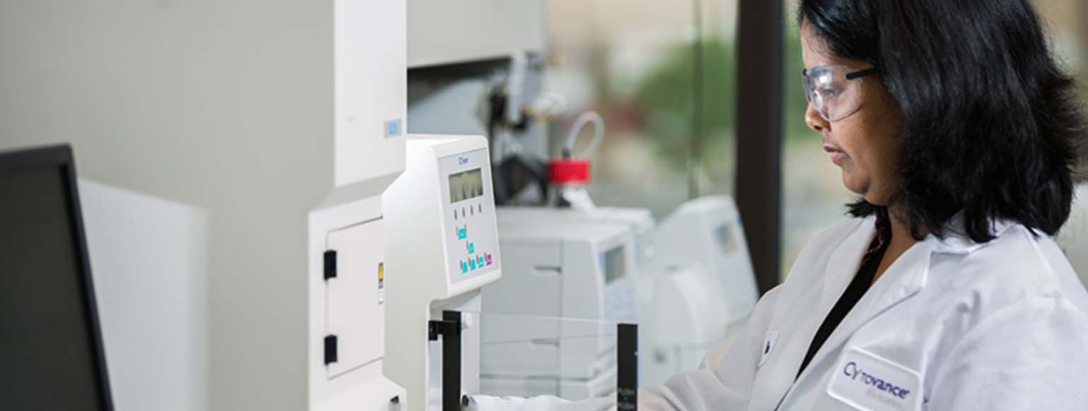 A Cytovance cell culture process development scientist working on mammalian biologics.
